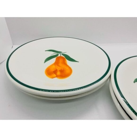 Furio Pear fruit Salad Plates (4) 7” Made In Italy Floral Country - Picture 1 of 4